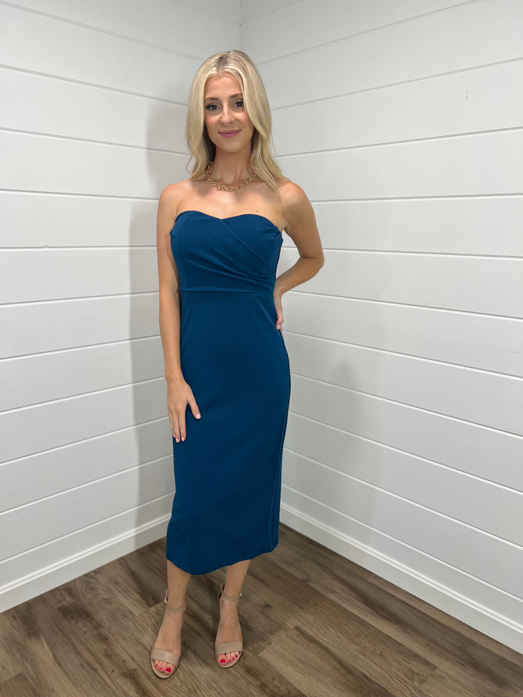 Teal Bodycon Midi Dress